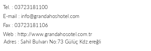 Grand Ahos Hotel & Spa telefon numaralar, faks, e-mail, posta adresi ve iletiim bilgileri